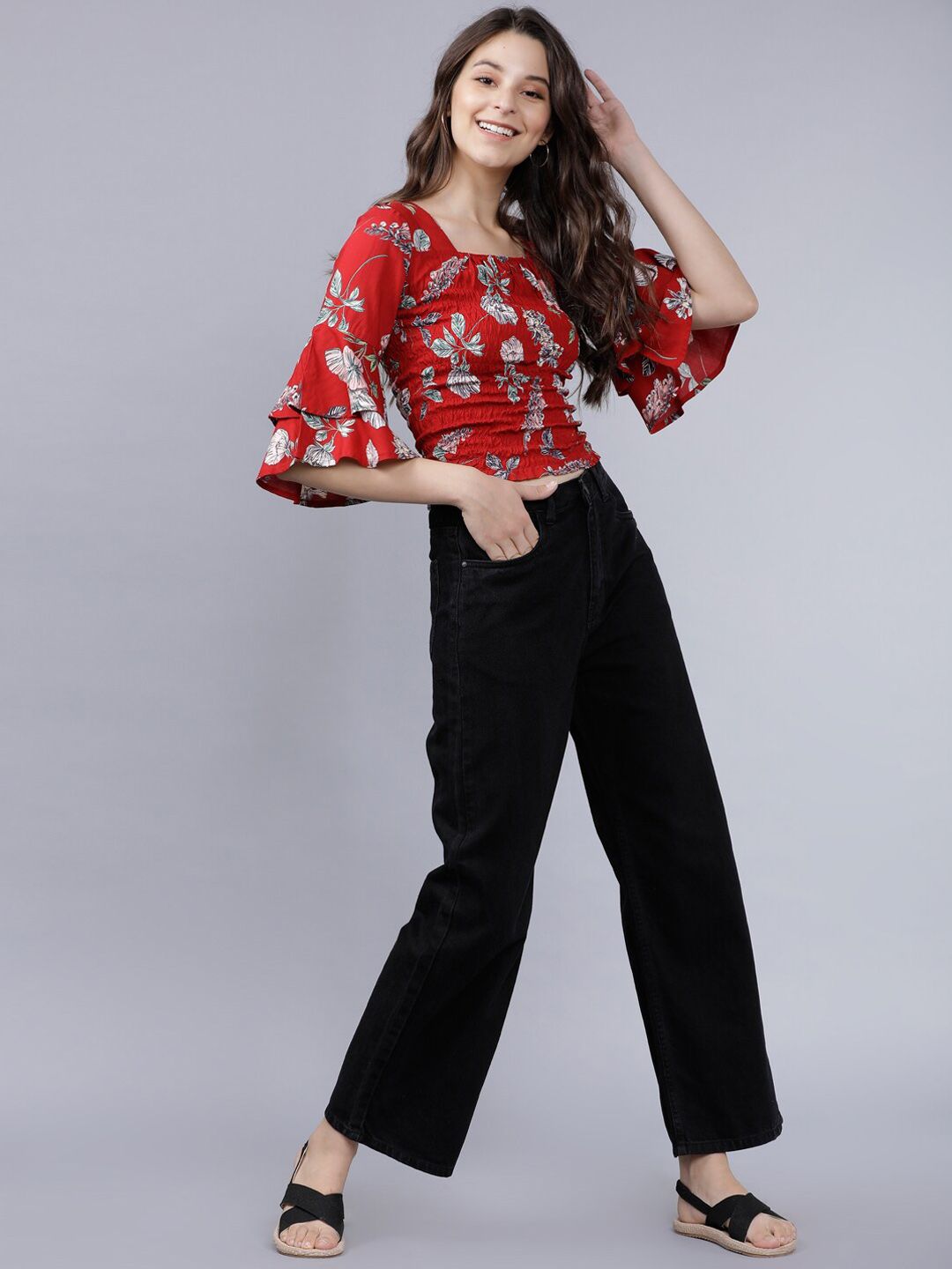 Tokyo Talkies Women Black Flared Mid-Rise Clean Look Jeans