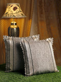 HOSTA HOMES Grey & Silver-Toned Set of 2 Velvet Square Cushion Covers