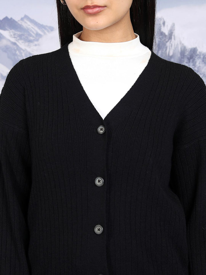 Tokyo Talkies Black Relaxed Fit Cardigan & Flared Pants Co-Ords
