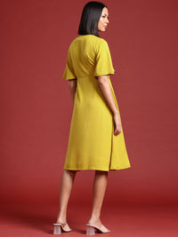 all about you Flutter Sleeves A-Line Knee Length Wrap Dress