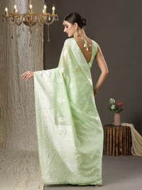 Saree mall Green Woven Design Silk Cotton Banarasi Sarees
