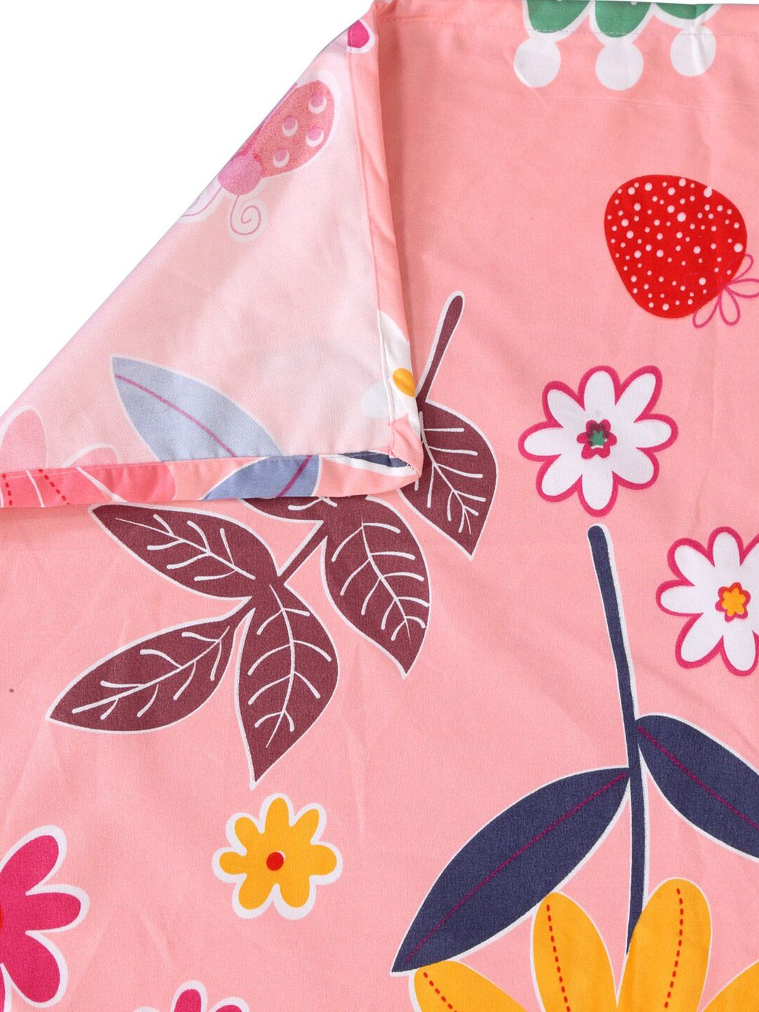 KLOTTHE Pink & Yellow Floral 300 TC Single Cotton Blend Cadar dengan 1 Sarung Bantal