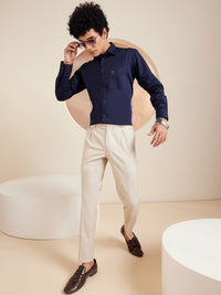 DENNISON Men Smart Tapered Fit Easy Wash Pleated Formal Trouser
