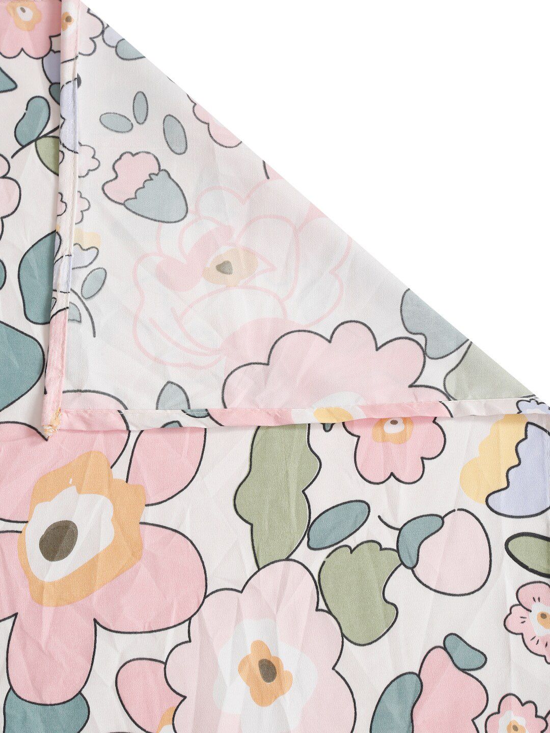 HOSTA HOMES White & Pink Floral 280 TC King Pure Cotton Bedsheet with 2 Pillow Covers