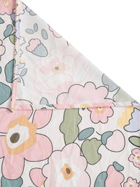 HOSTA HOMES White & Pink Floral 280 TC King Pure Cotton Bedsheet with 2 Pillow Covers