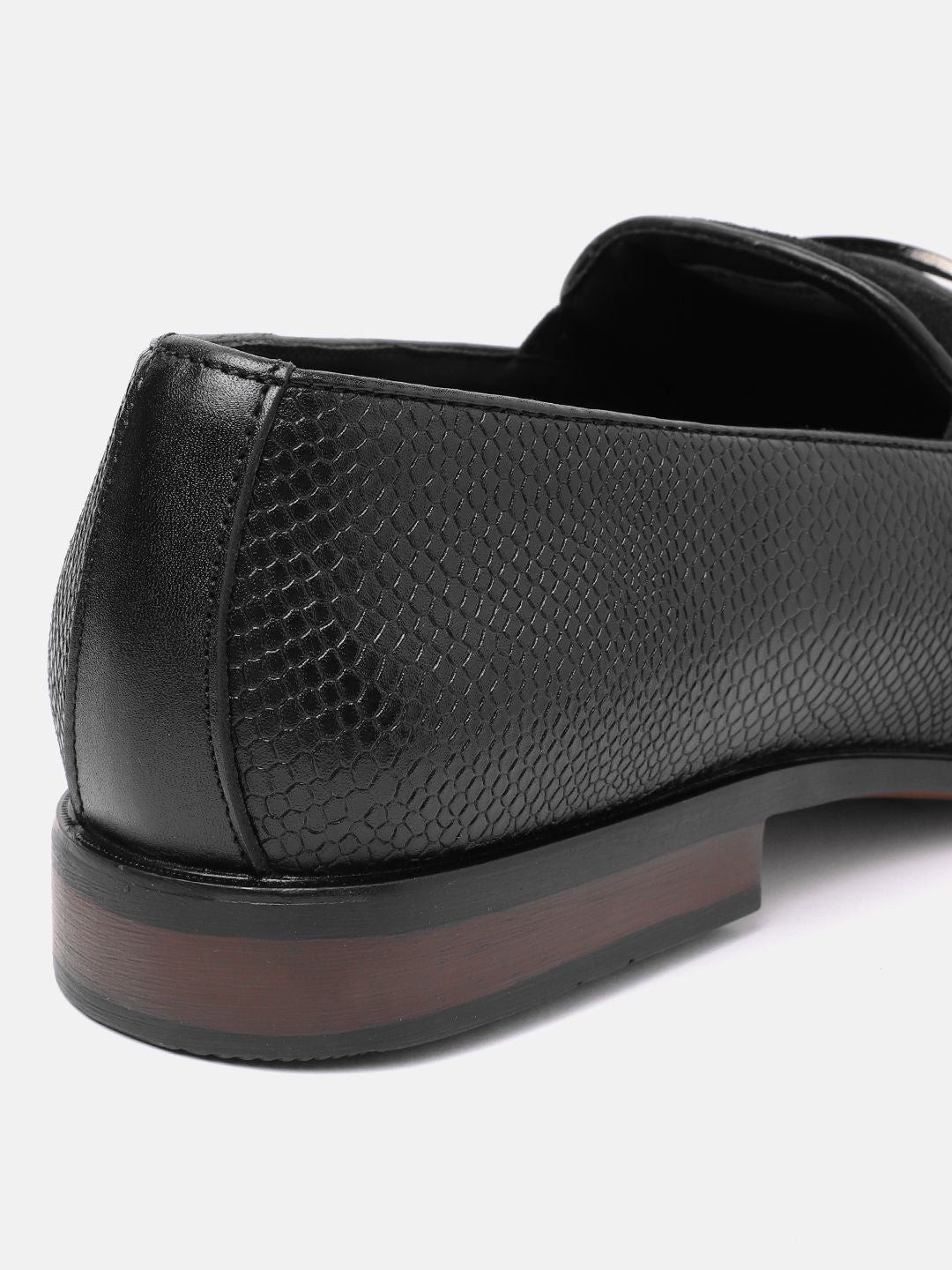 House of Pataudi Men Textured Formal Horsebit Loafers