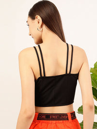 STREET 9 Black Shoulder Straps Regular Crop Top
