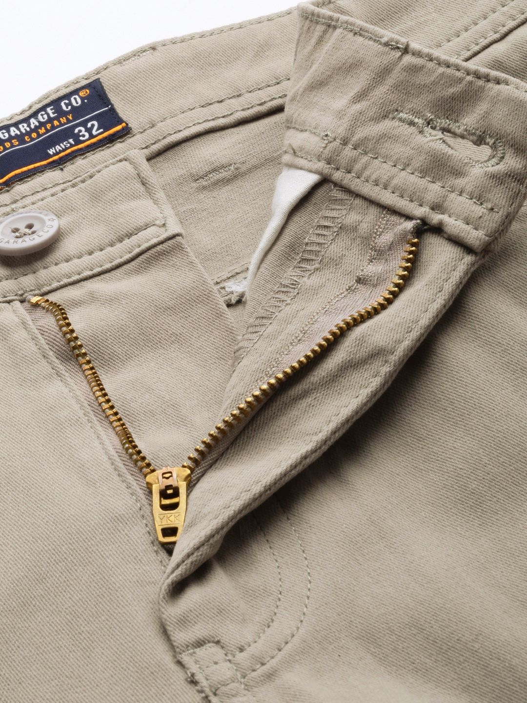 The Indian Garage Co Men Taupe Solid Chinos Trousers