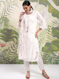 Vishudh Floral Printed Regular Pure Cotton Kurta with Trouser & Dupatta