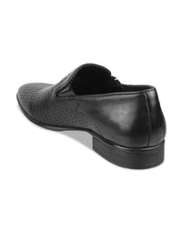 Metro Men Textured Round Toe Leather Formal Slip-On Shoes
