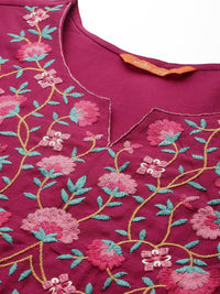 Indo Era Floral Embroidered  Thread Work Kurta With Palazzos & Dupatta