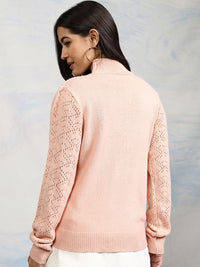 Tokyo Talkies Women Pink Acrylic Pullover Sweater