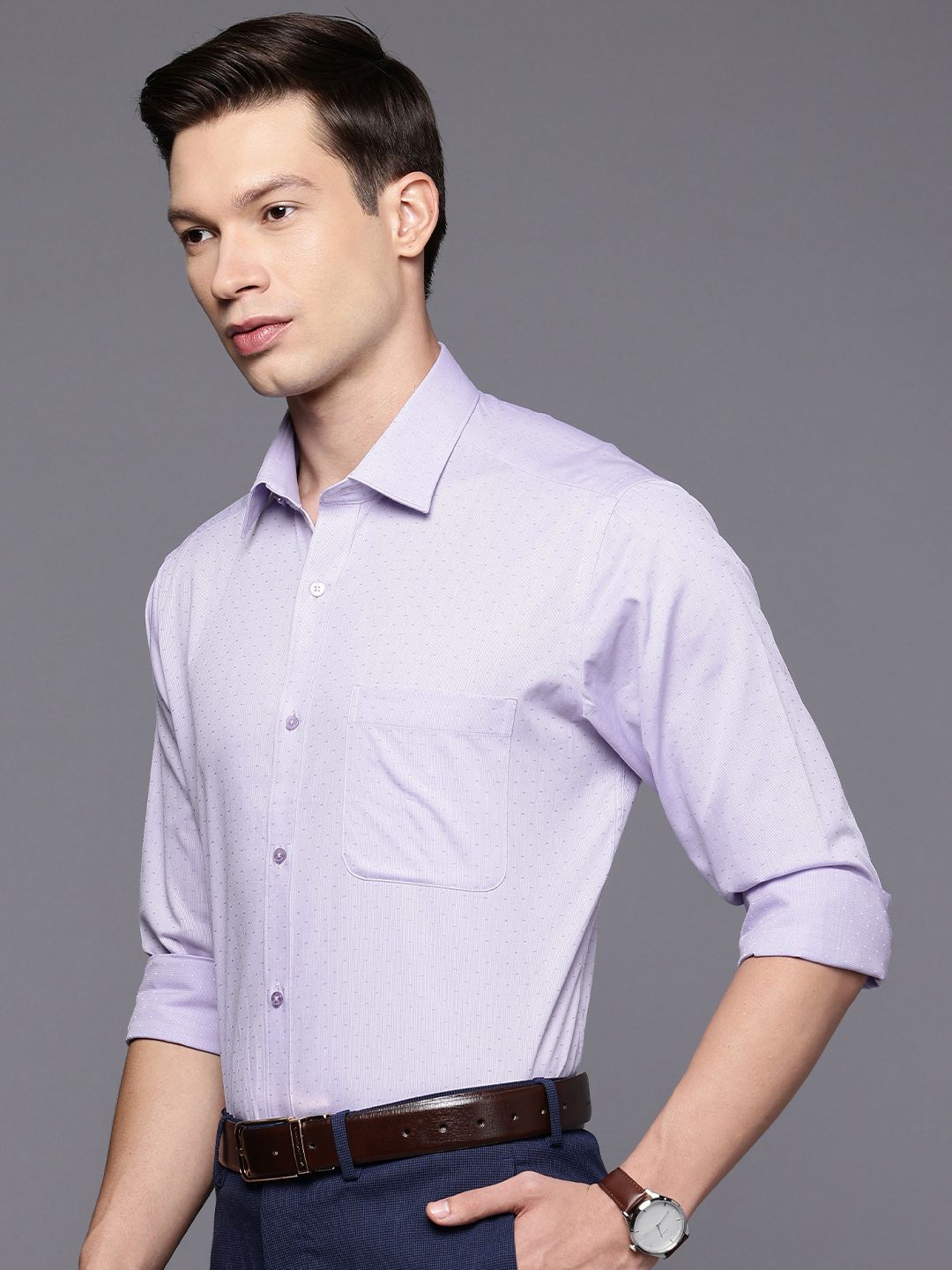 Raymond Slim Fit Textured Pure Cotton Formal Shirt
