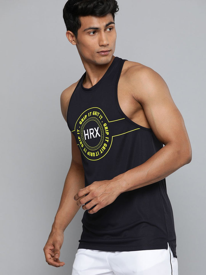 HRX by Hrithik Roshan Training Men Black Rapid-Dry Typography Printed T-shirt
