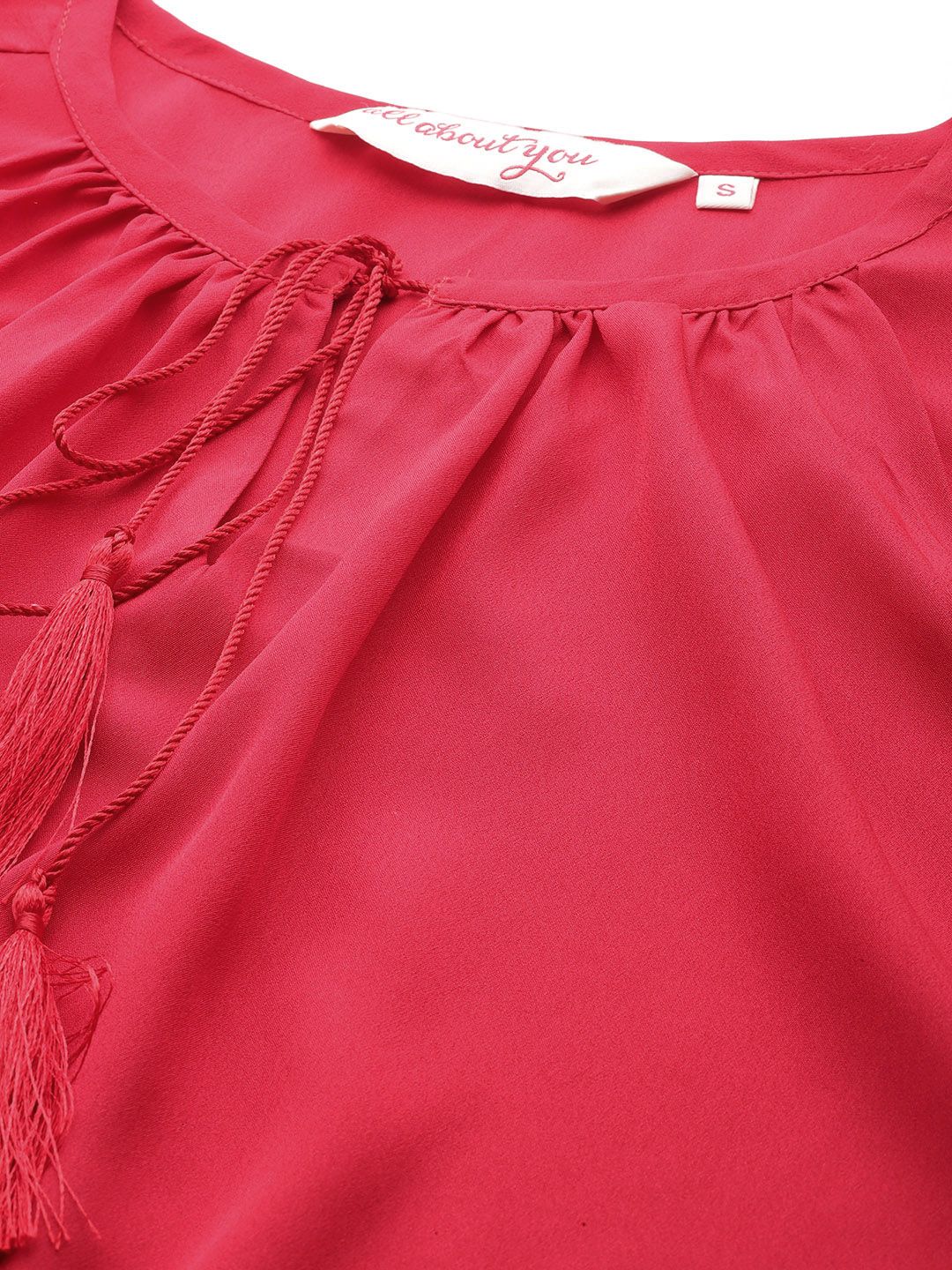 all about you Tie-Up Neck Puff Sleeves Top