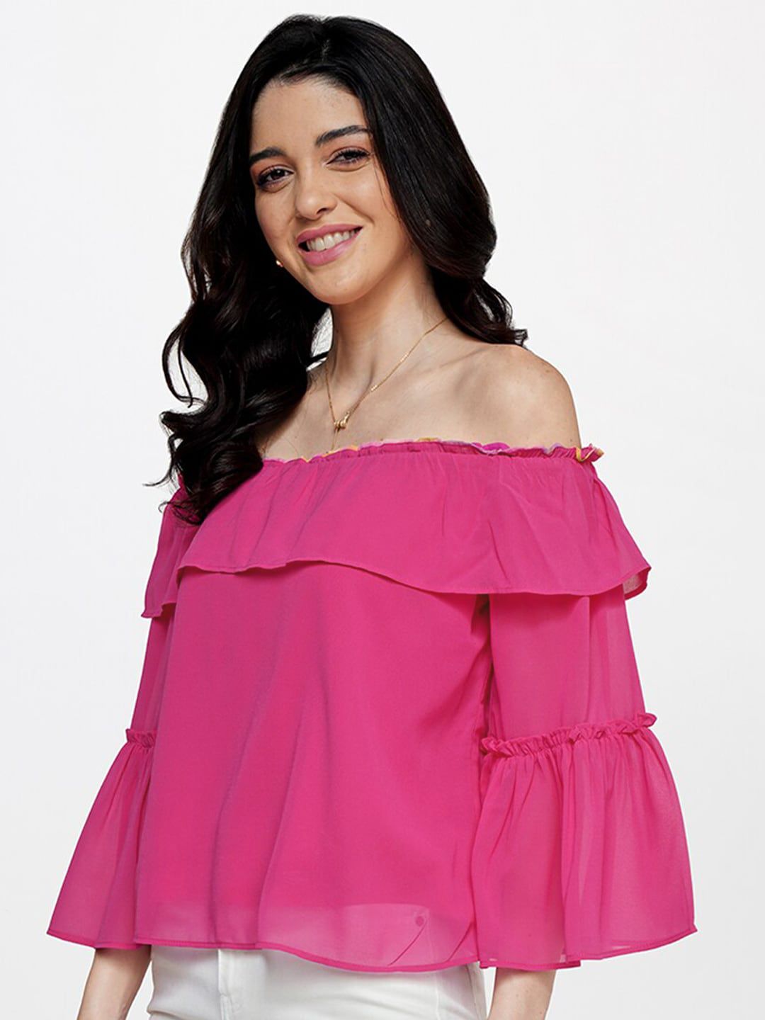AND Off-Shoulder Bell Sleeve Top