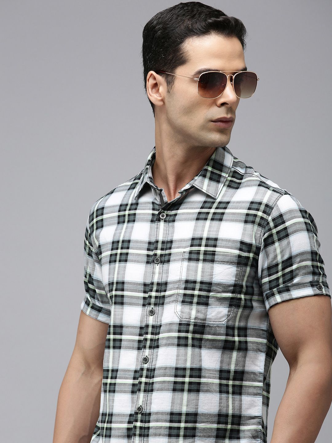 SPYKAR Pure Cotton Slim Fit Checked Casual Shirt