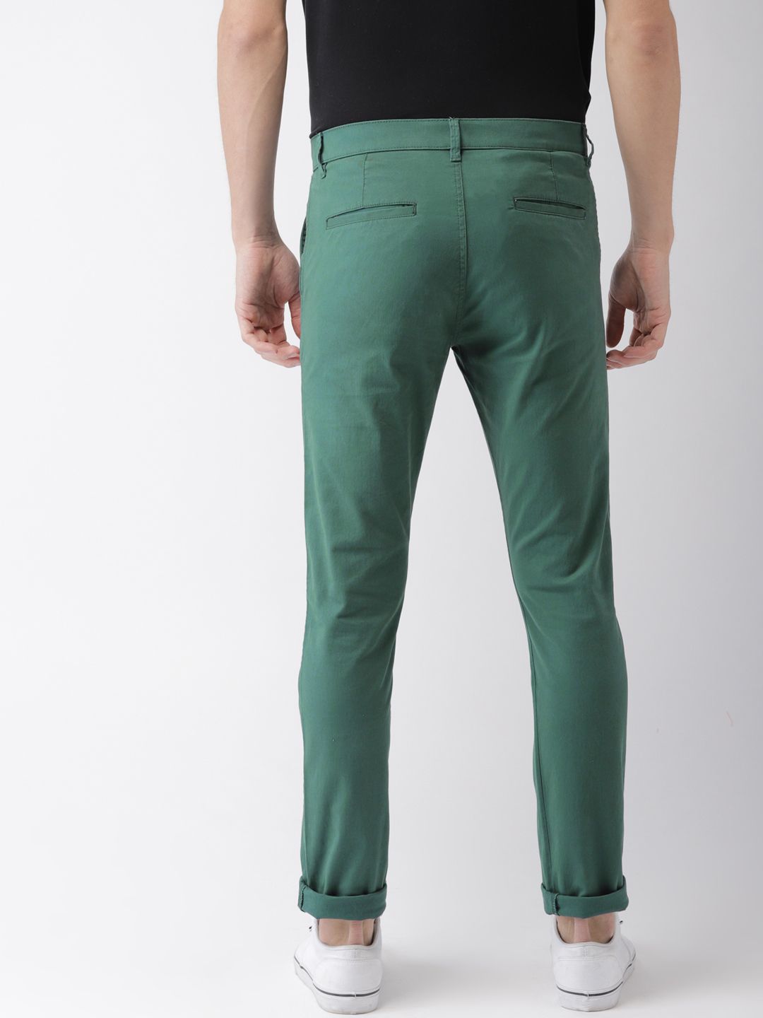 HIGHLANDER Men Teal Green Slim Fit Solid Chinos