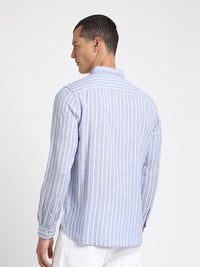 THE BEAR HOUSE Striped Button Down Collar Pure Cotton Casual Shirt