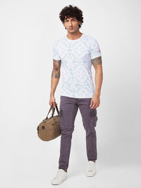 SPYKAR Geometric Printed Slim Fit Cotton T-Shirt