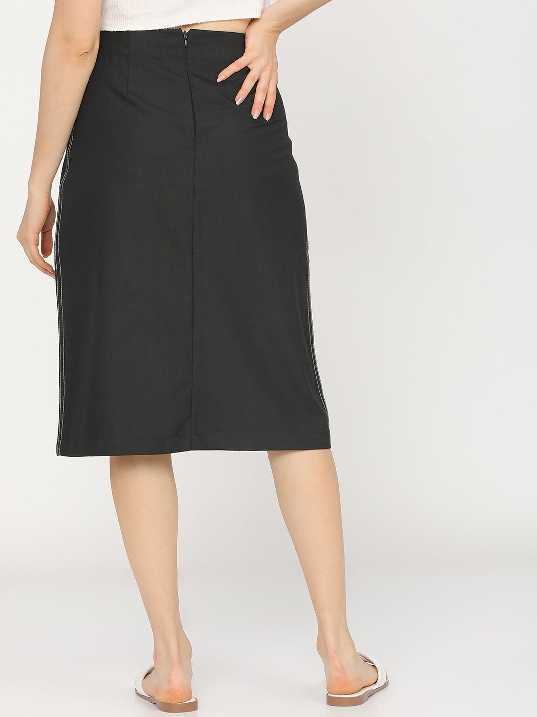 CHIC BY TOKYO TALKIES Women Black Solid A-Line Midi-Skirt