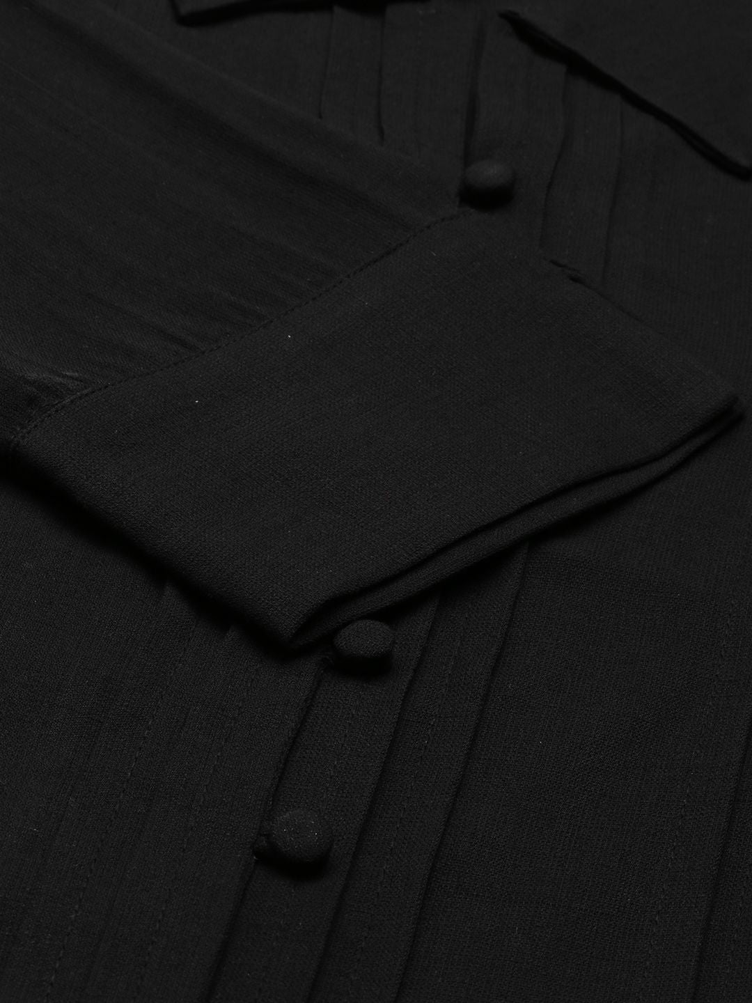 AND Black Solid Shirt Style Top