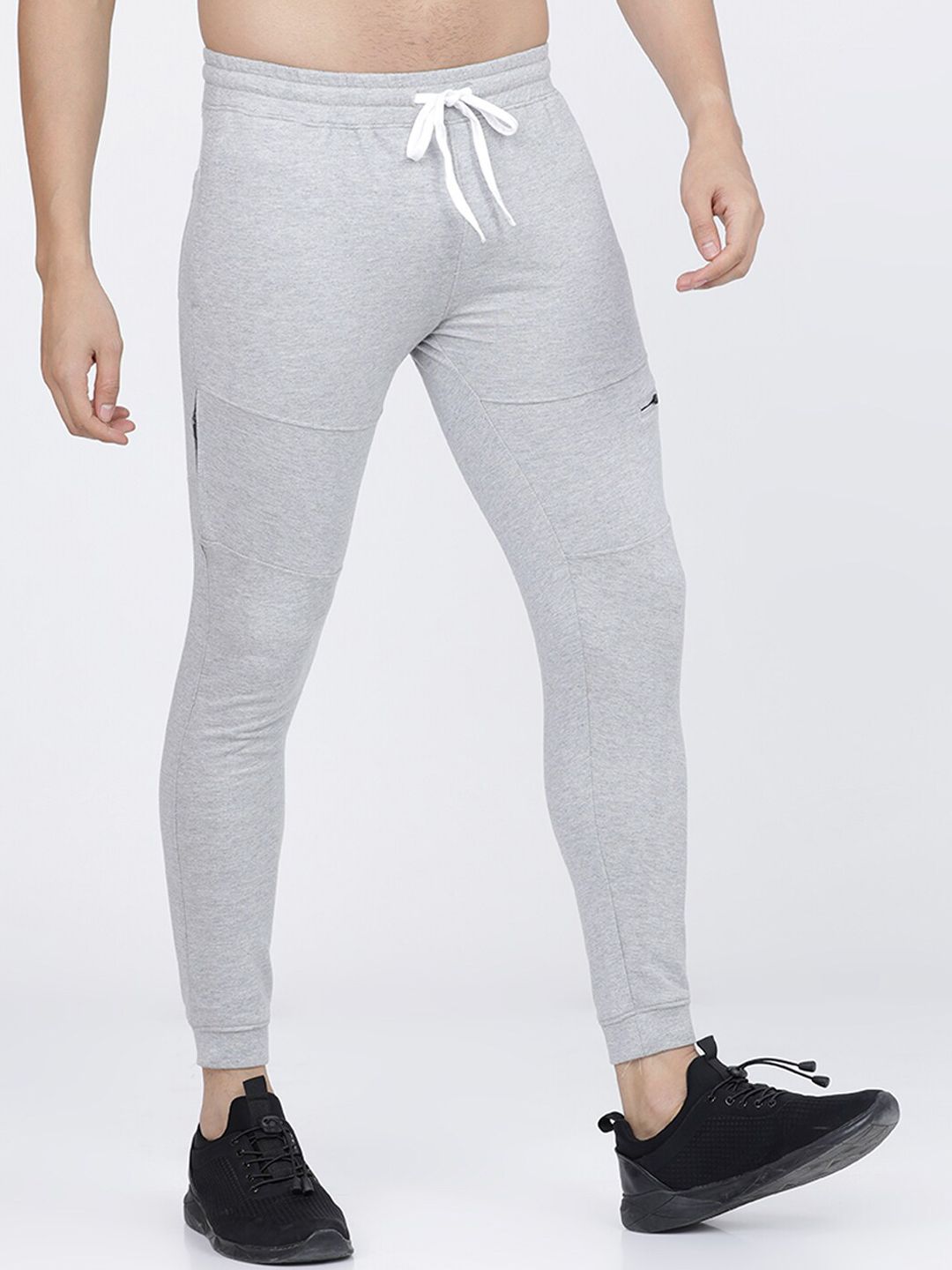 The Indian Garage Co Men Grey Melange Solid Slim-Fit Joggers