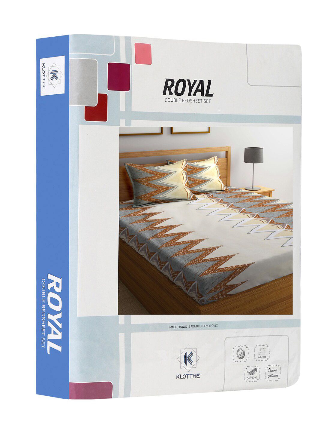 KLOTTHE Grey Geometric Polycotton 300 TC King Fine Bedsheet with 2 Pillow Covers-98 x 87 inches