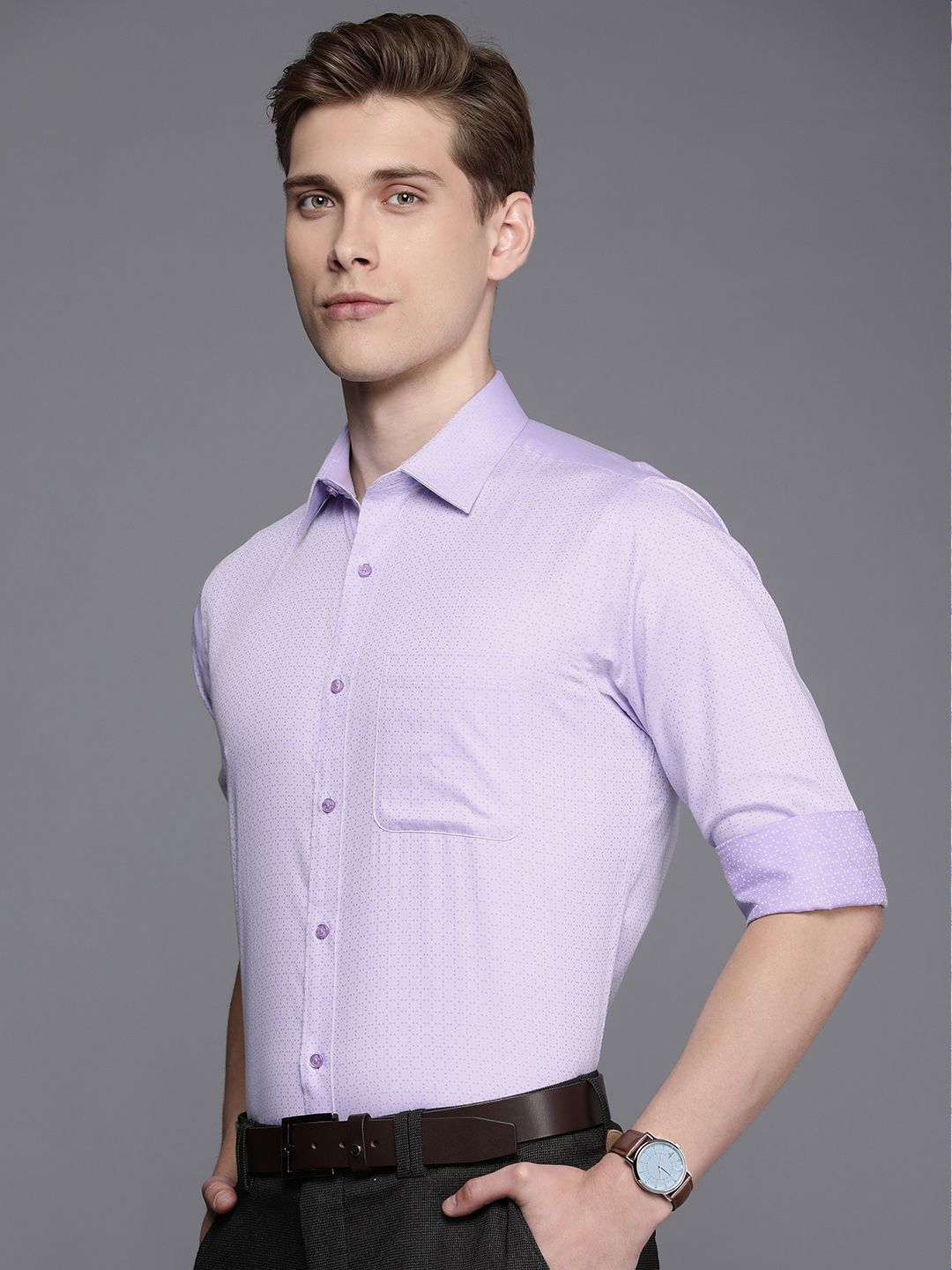 Raymond Self Design Slim Fit Pure Cotton Opaque Formal Shirt