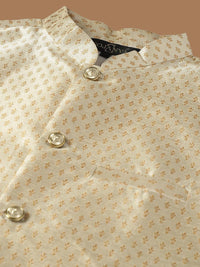 SOJANYA Etnik Sulam Labuci Kapas Tulen Kurta & Churidar Dengan Jaket Nehru