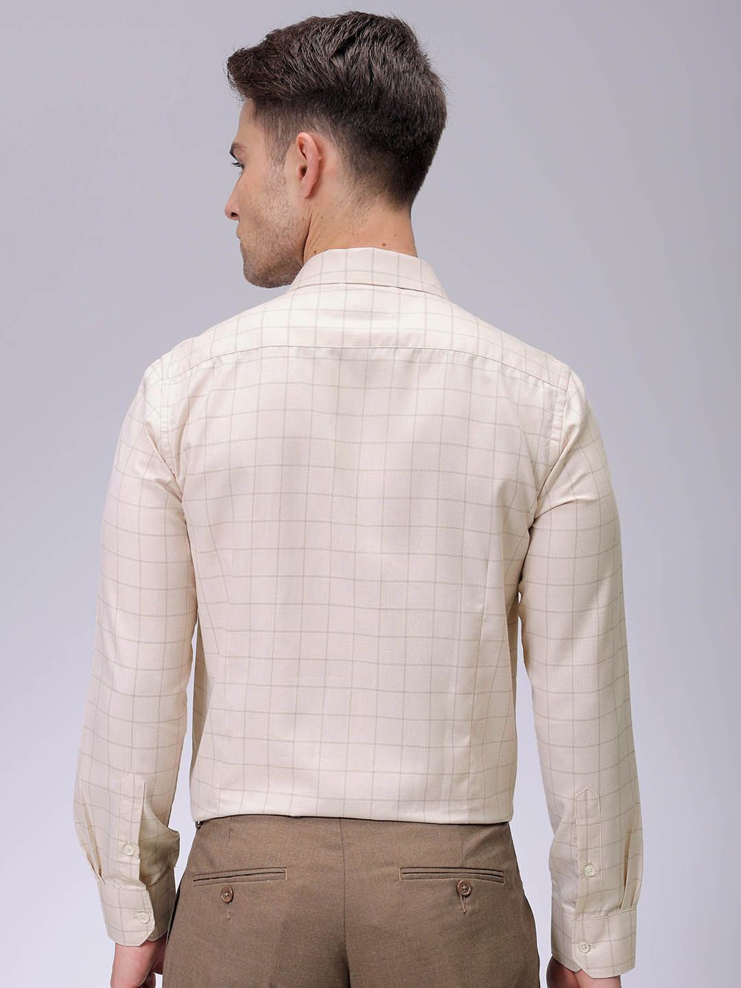 The Indian Garage Co. X Luxe Men Spread Collar Checked Slim Fit Formal Shirt