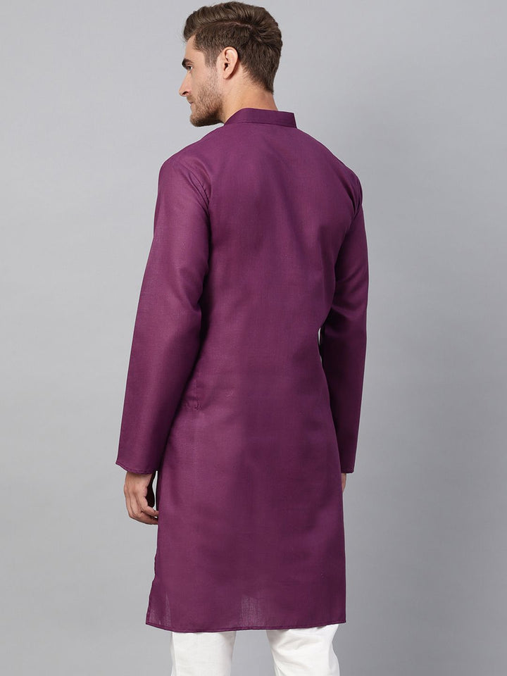 SOJANYA Lelaki Ungu Solid Kurta Lurus