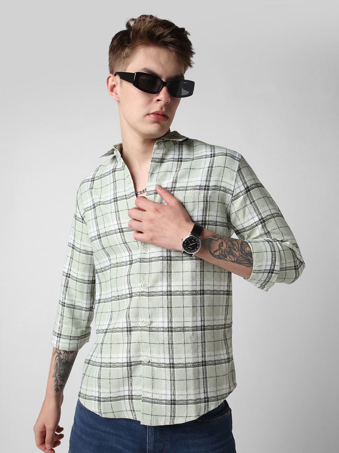 VASTRADO Men Classic Slim Fit Tartan Checks Opaque Checked Casual Shirt