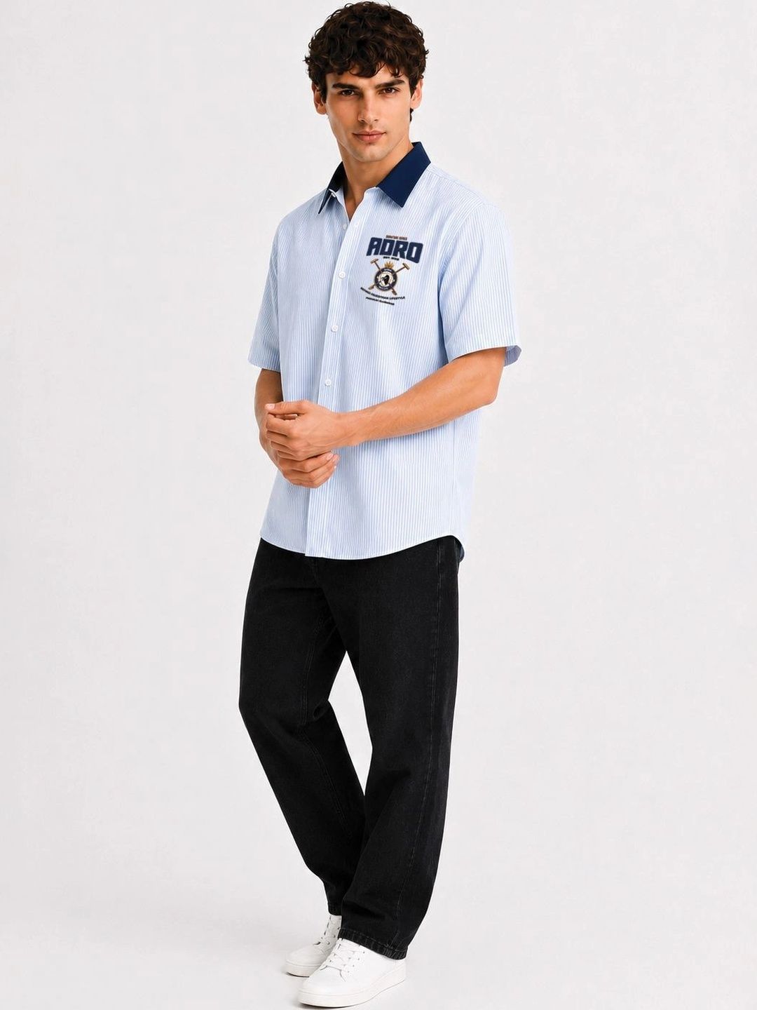 ADRO Men Relaxed Striped Casual Shirt