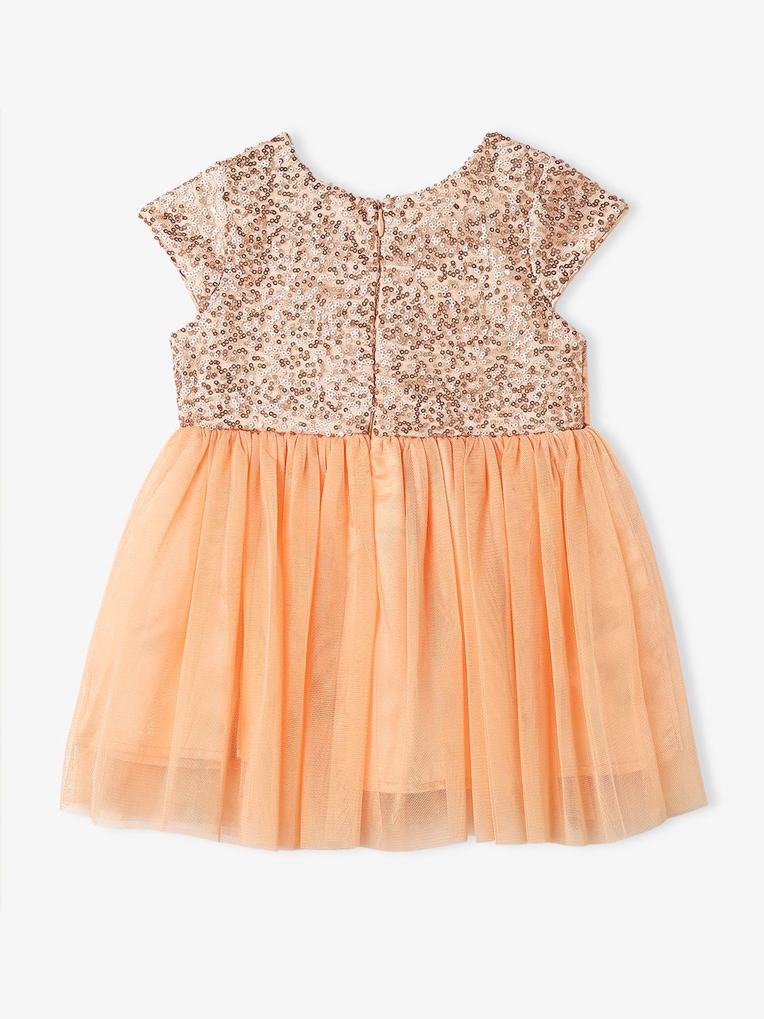 Nautinati Girls' Sequin Mesh Sleeveless Knee Length Party Frock