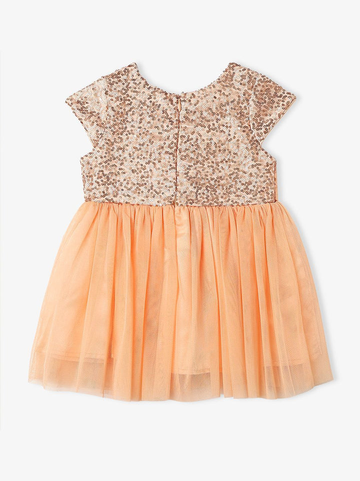Nautinati Girls' Sequin Mesh Sleeveless Knee Length Party Frock