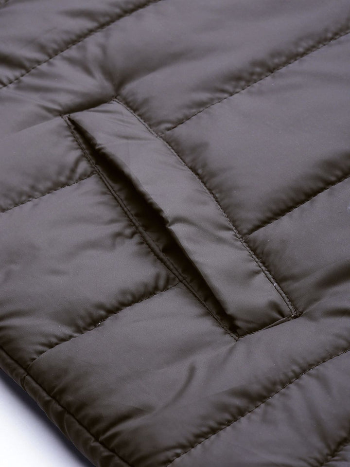 The Indian Garage Co Men Charcoal Grey Solid Padded Jacket