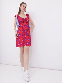 DressBerry Flowy Charm Printed Gathers A-line Dress