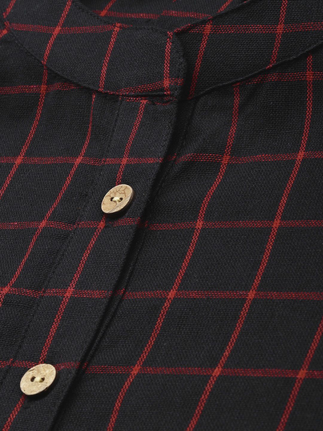 Anouk Black Checked Crop Top