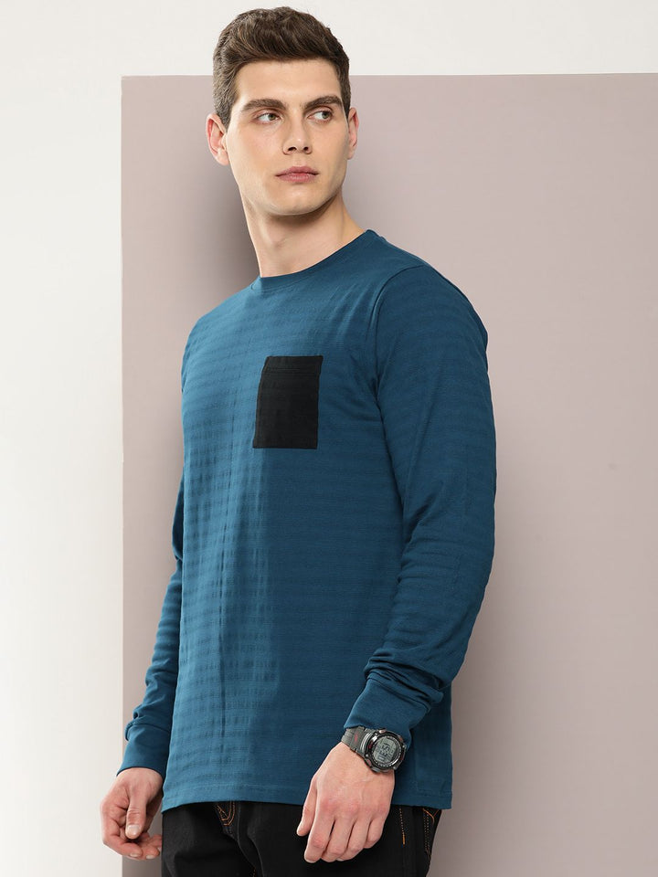 DILLINGER Men Striped Jacquard Structure Pockets T-shirt