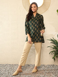 KALINI Women Ethnic Printed Mandarin Collar Regular Top