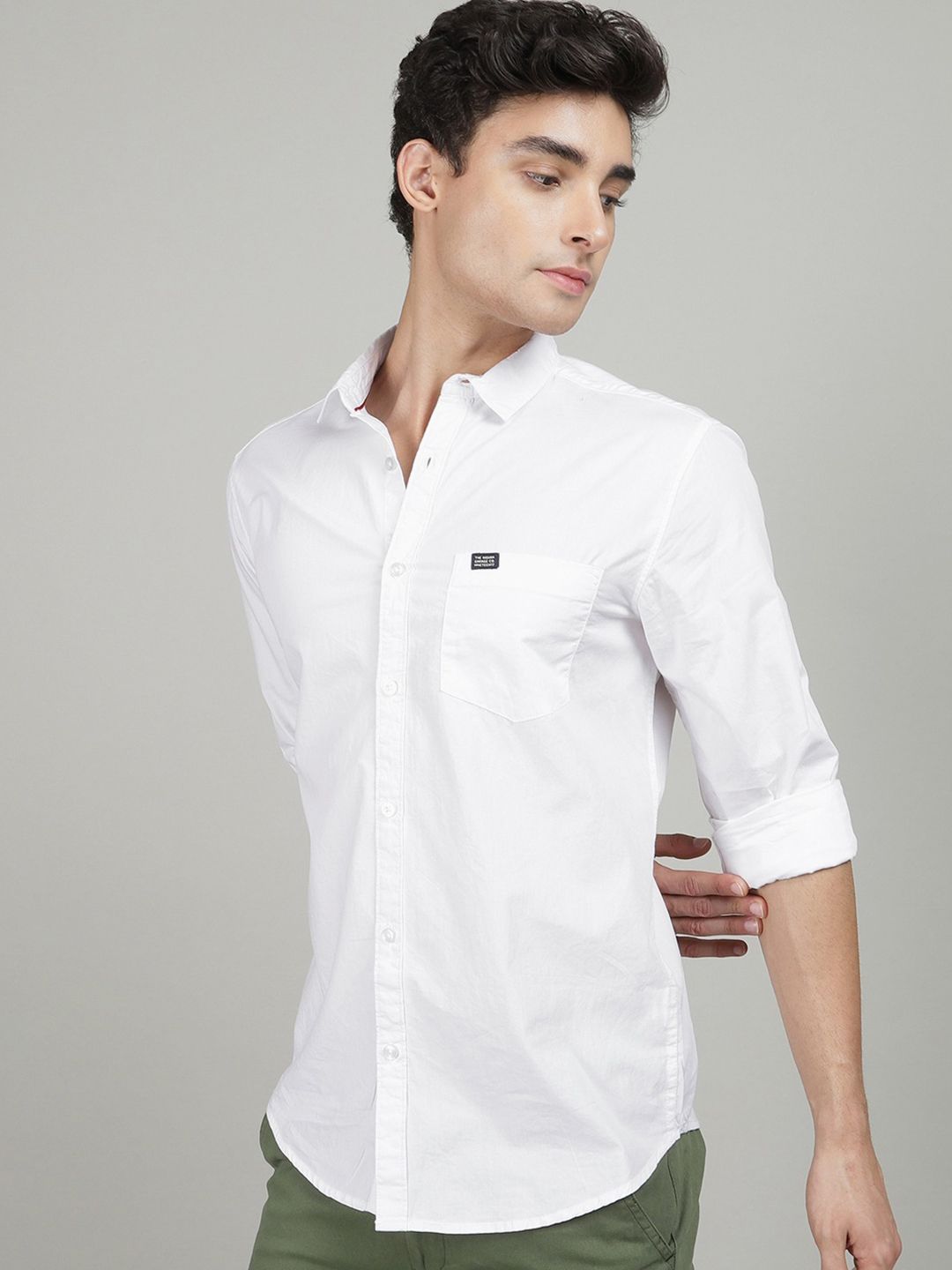 The Indian Garage Co Men White Comfort Cotton Casual Shirt