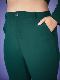 SASSAFRAS Curve Green Plus Size Top With Bell Bottom Trouser