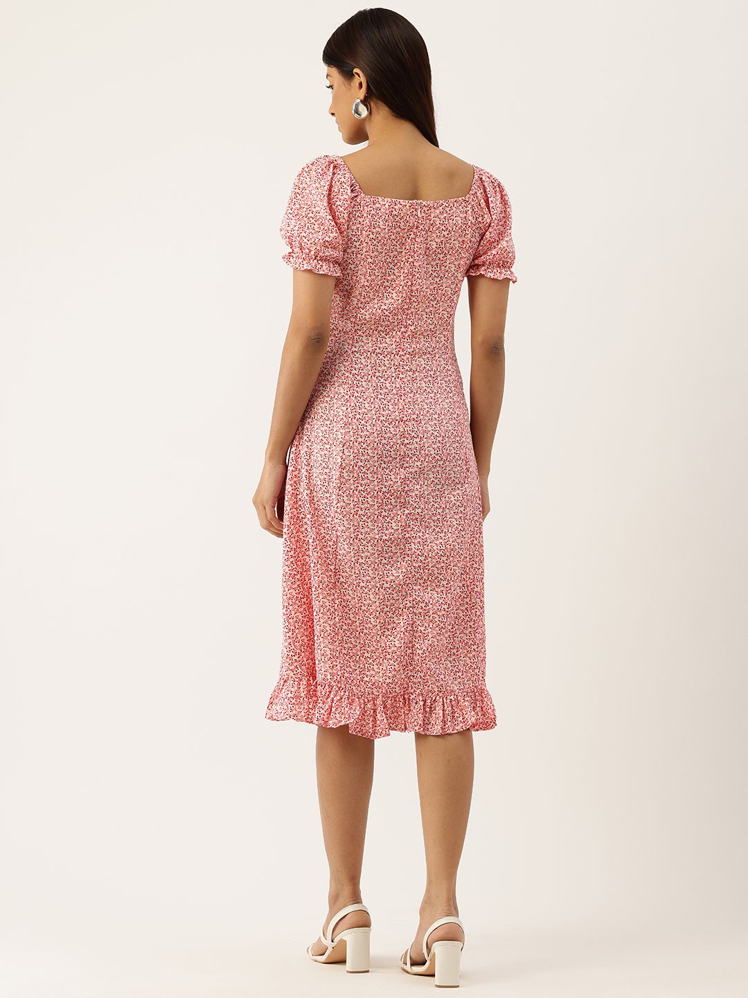 Berrylush Floral Print Crepe A-Line Dress