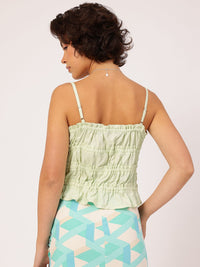 DressBerry Flirty Tie-Up Bows Ruffled Smocked Top