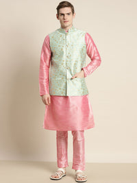 SOJANYA Men Pink Kurta with Churidar