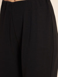 Antheaa Black Printed Embellished Top & Trousers