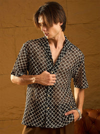 DENNISON Drop Shoulder Textured Oversized Crochet Shirt