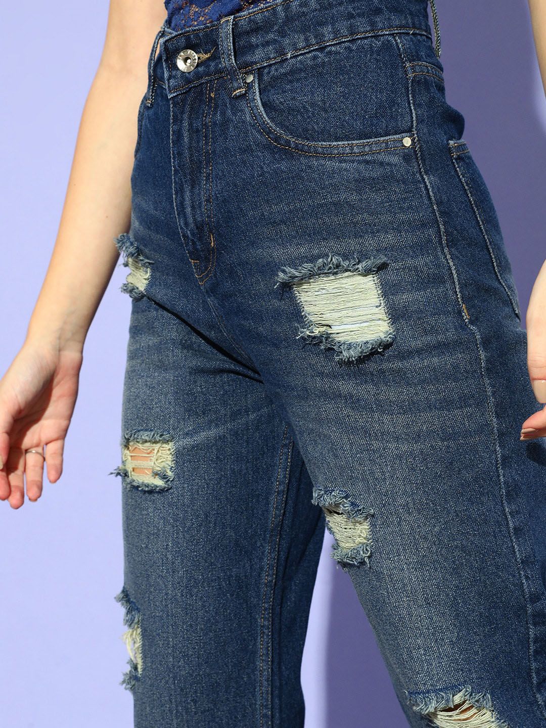 STREET 9 Women Blue Flared High-Rise Mildly Distressed Light Fade Jeans