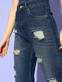 STREET 9 Women Blue Flared High-Rise Mildly Distressed Light Fade Jeans